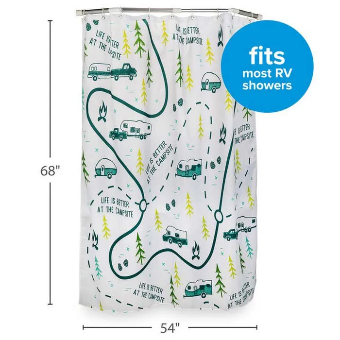 Camco Dusjforheng, White / map design, 172.72 x 137.16cm