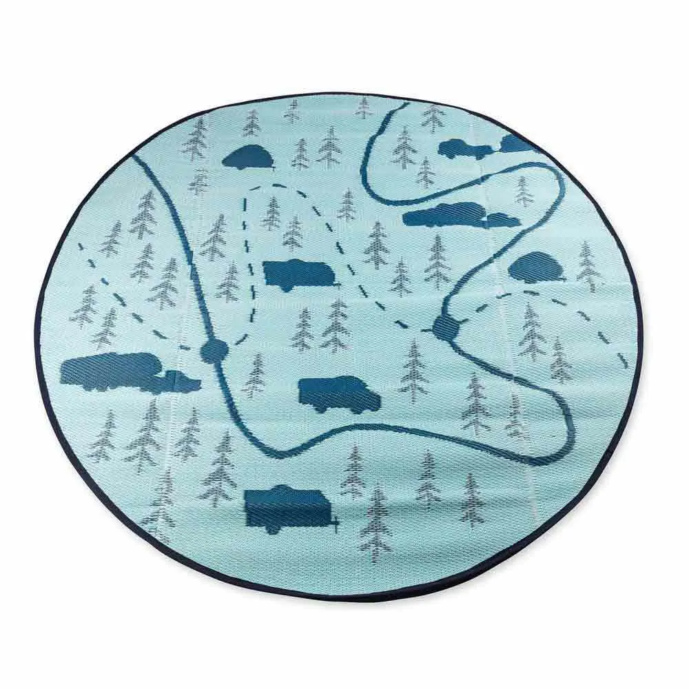 Camco Rund Matte 1.82 M, Map pattern, One Size