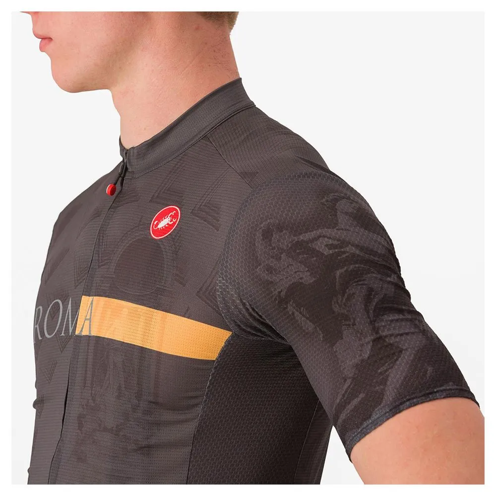Castelli #giro Roma Kort Ermet Trøye, Anthracite / dark grey / yellow