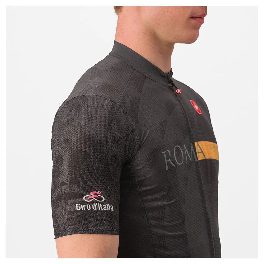 Castelli #giro Roma Kort Ermet Trøye, Anthracite / dark grey / yellow