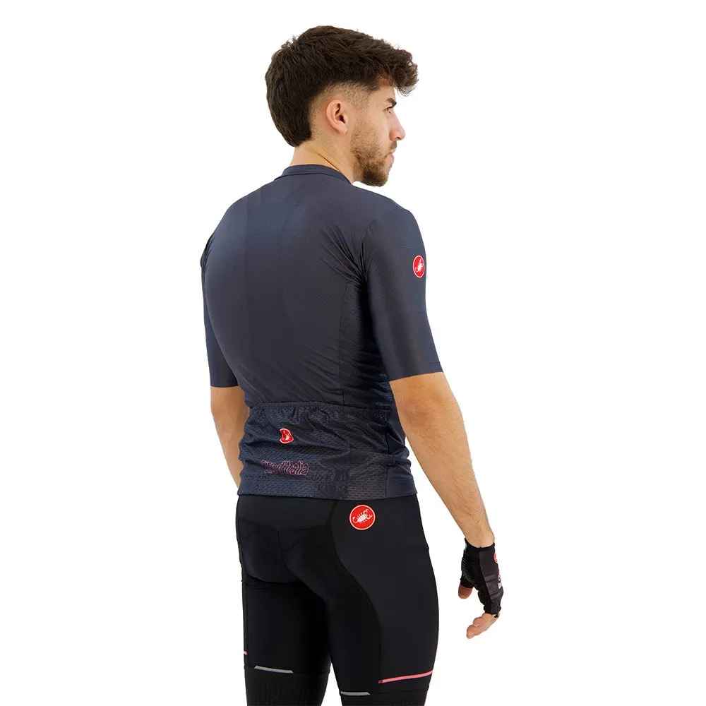 Castelli #giro Veloce 2024 Kort Ermet Trøye, Dark blue / round pink