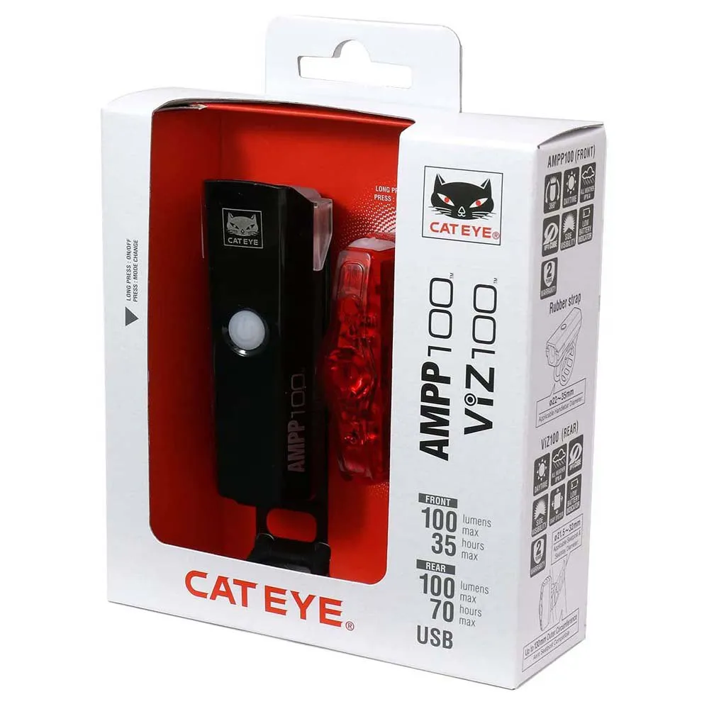 CatEye Ampp100+viz150 Sykkellyktesett, Black, One Size