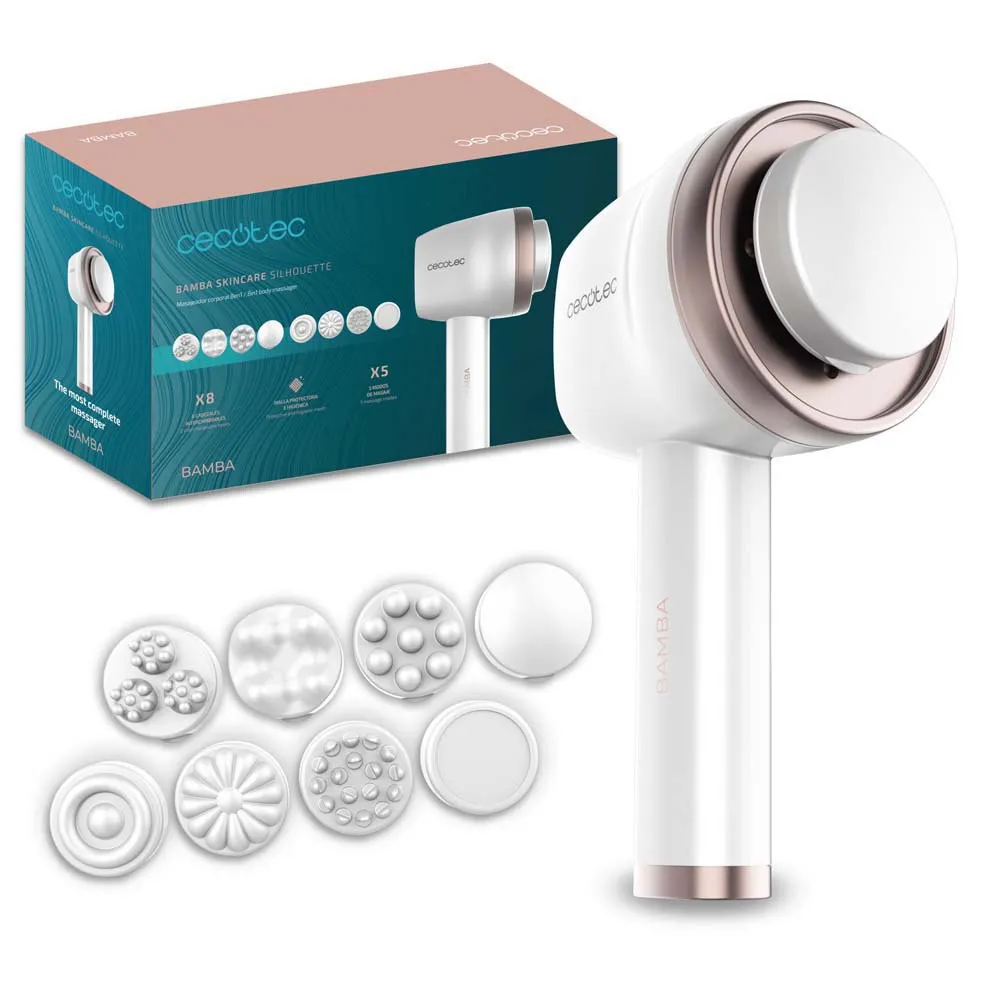 Cecotec Bamba Skincare Silhouette Anti-cellulittmassasjer, White, One Size