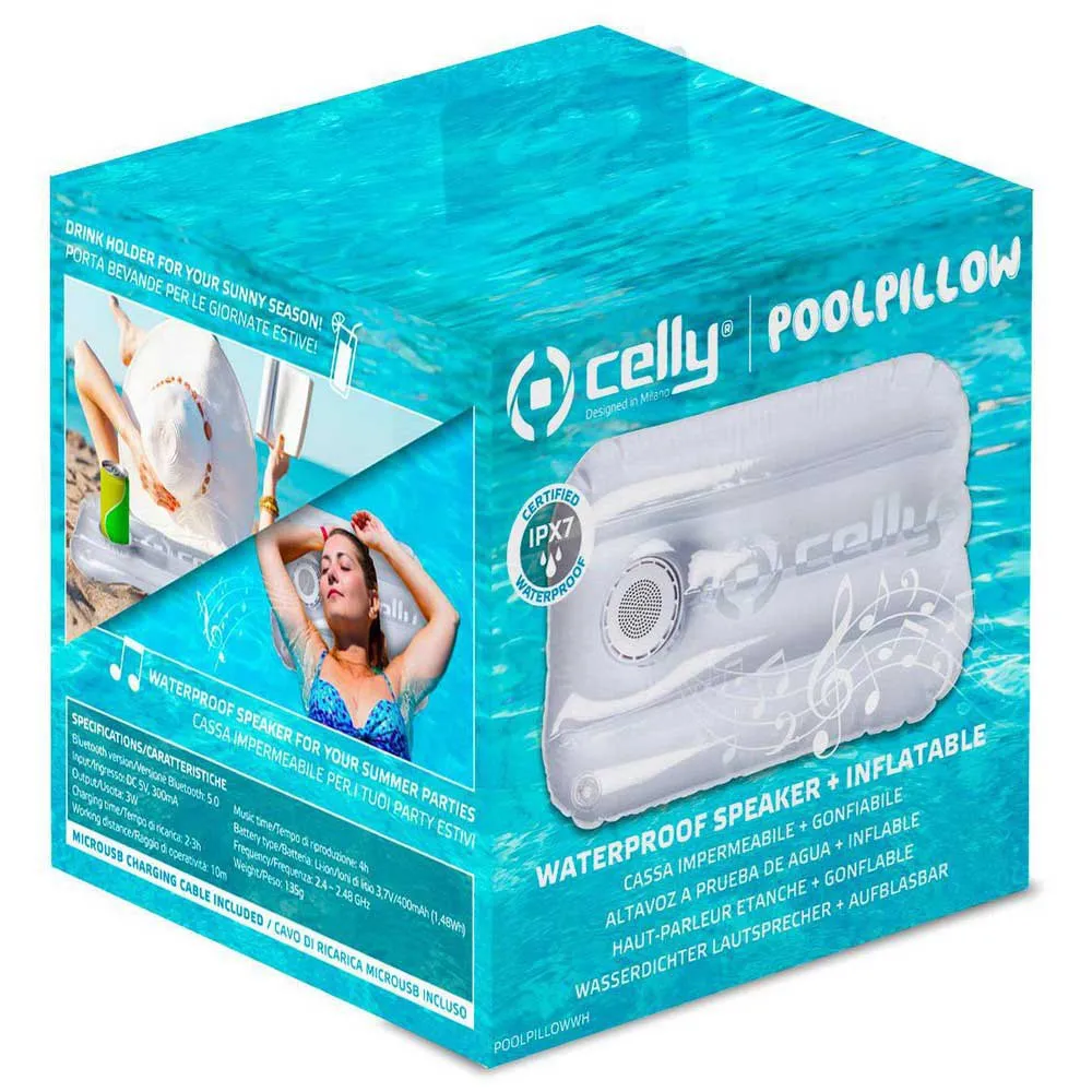 Celly Poolpillow Wp-høyttaler + Oppblåsbar unisex, White, One Size Celly Poolpillow Wp-høyttaler + Oppblåsbar unisex, White, One Size