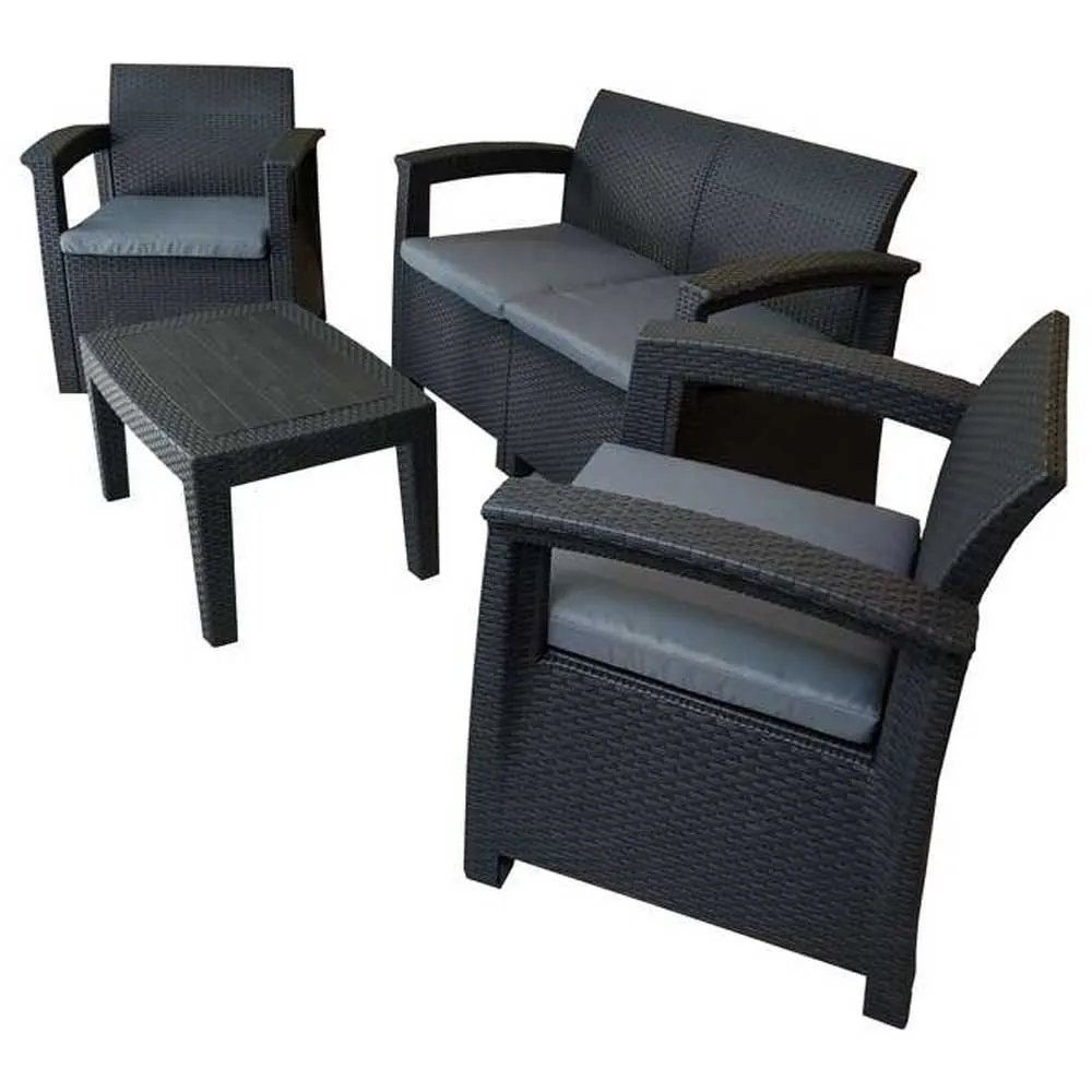 Chillvert Capri Harset Hagemøbelsett Med Rotan-effekt unisex, Anthracite / grey, One Size Chillvert Capri Harset Hagemøbelsett Med Rotan-effekt unisex, Anthracite / grey, One Size