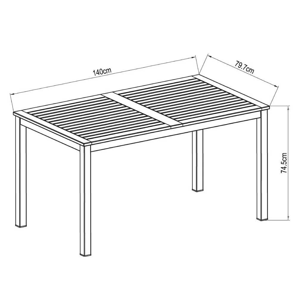 Chillvert Napoles Fsc Eukalyptus Rektangulært Bord 140x79.7x74.4 Cm unisex, Grey / wooden, One Size