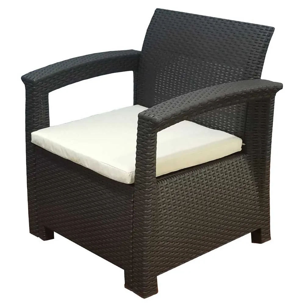 Chillvert Perugia Harset Hagemøbelsett Med Rotan-effekt unisex, Chocolate / beige, One Size