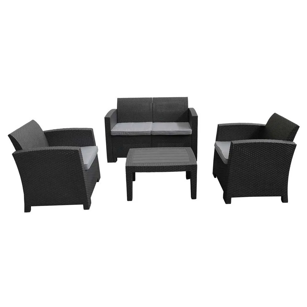 Chillvert Siena Harset Hagemøbelsett Med Rotan-effekt unisex, Anthracite / grey, One Size