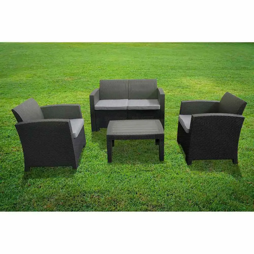 Chillvert Siena Harset Hagemøbelsett Med Rotan-effekt unisex, Anthracite / grey, One Size