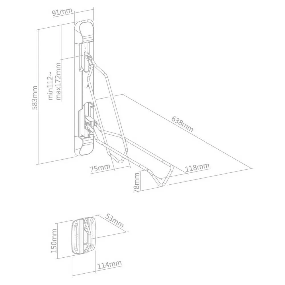 Con-Tec Smart Fold 559-584 Mm Veggmontert Sykkelholder, Black, One Size