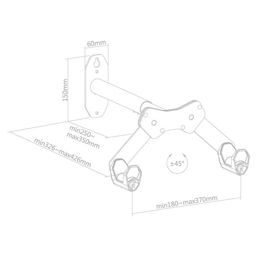 Con-Tec Smart Hold Veggmontert Sykkelholder, Black, One Size
