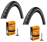 Continental 2 Dekk + 2 Slanger Continental Contact 700x35C (37-622) med refleks dunlop ventil Continental 2 Dekk + 2 Slanger Continental Contact 700x35C (37-622) med refleks dunlop ventil