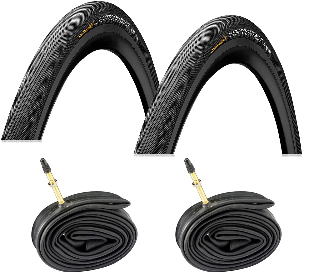 Continental 2 Dekk + 2 Slanger Continental Contact Speed 700x28c racer ventil, Svart, Sykkeldekk