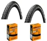 Continental 2 dekk + 2 Slanger Continental Ride Tour svart 700x35C (37-622) Refleks dunlop ventil, Sykkeldekk