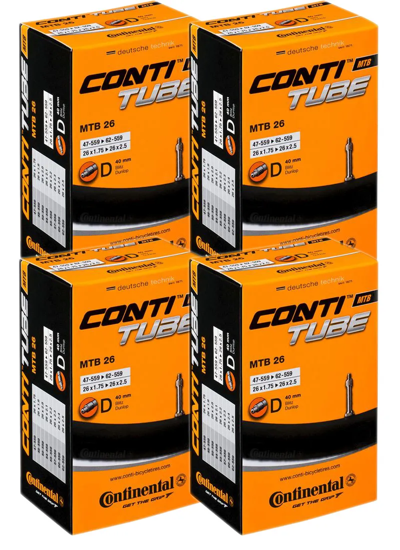 Continental 4 stk. Continental 26"Slange 47/62-559 med 40mm Dunlop Ventil