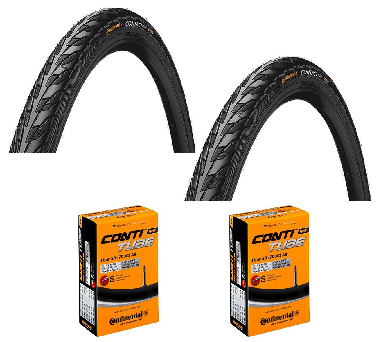 Continental Contact hverdagsdekk 700 x 42C sampak racerventil, Sykkeldekk