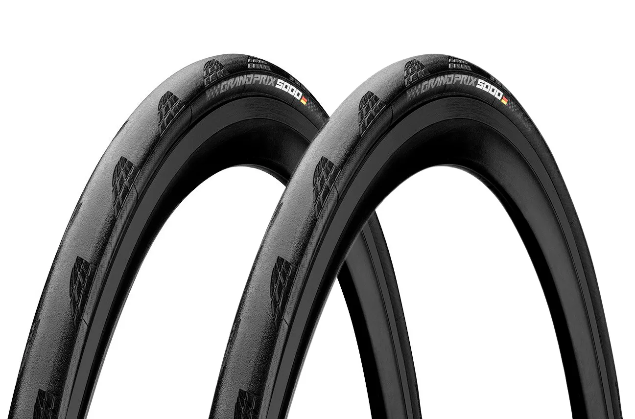 Continental Grand Prix 5000 700x25C Pakke med 2 stk., Svart, Sykkeldekk