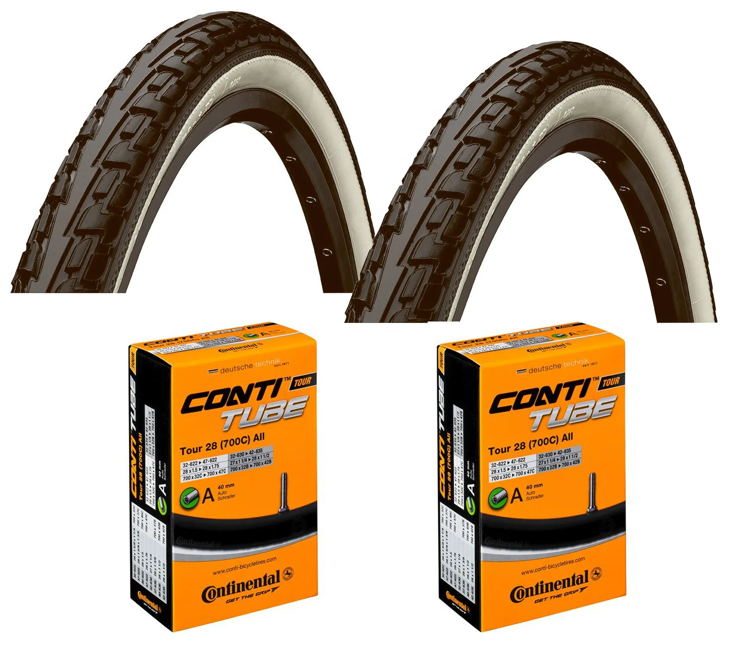 Continental RIDE Tour hverdagsdekk 700 x 45C sort/hvid sampak autoventil, Sykkeldekk
