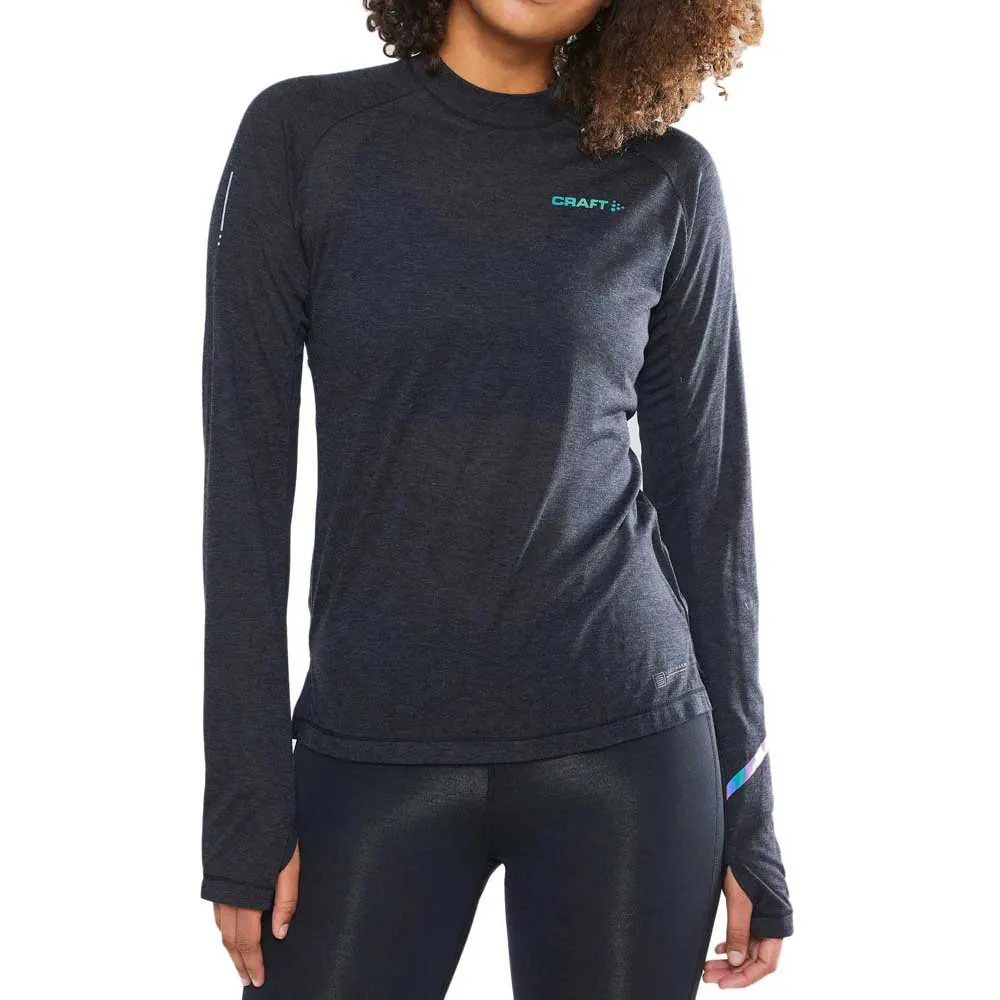 Craft Subz Wool Langarmet T-skjorte, Black melange / monument