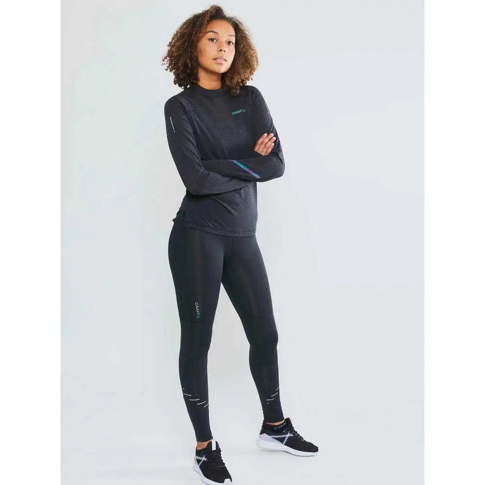 Craft Subz Wool Langarmet T-skjorte, Black melange / monument