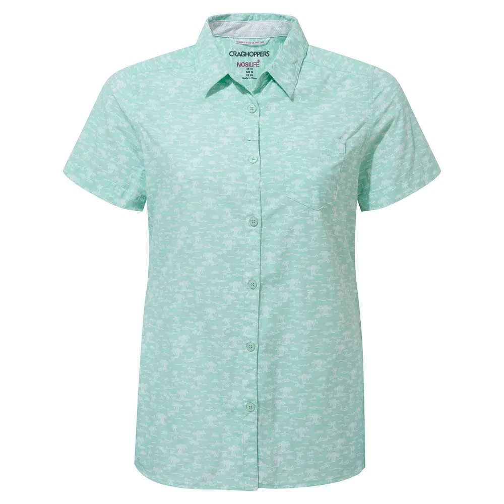 Craghoppers Nosilife Tillia Kortarmet Skjorte, Poolside green print