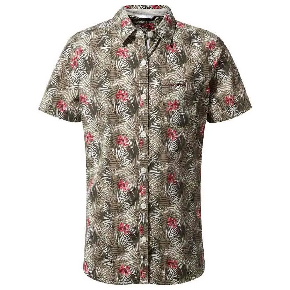 Craghoppers Nosilife Vanna Kortarmet Skjorte, Soft moss print Craghoppers Nosilife Vanna Kortarmet Skjorte, Soft moss print