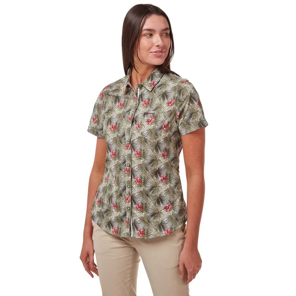 Craghoppers Nosilife Vanna Kortarmet Skjorte, Soft moss print Craghoppers Nosilife Vanna Kortarmet Skjorte, Soft moss print