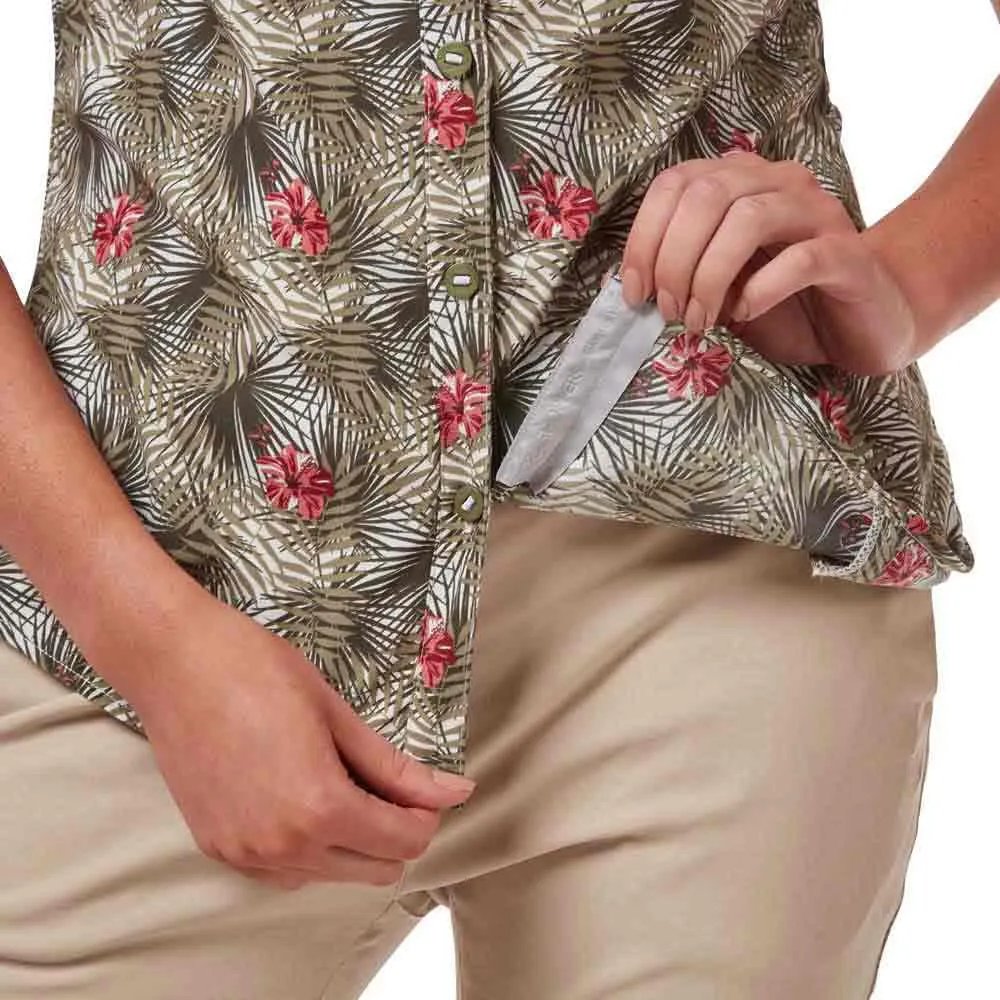 Craghoppers Nosilife Vanna Kortarmet Skjorte, Soft moss print Craghoppers Nosilife Vanna Kortarmet Skjorte, Soft moss print