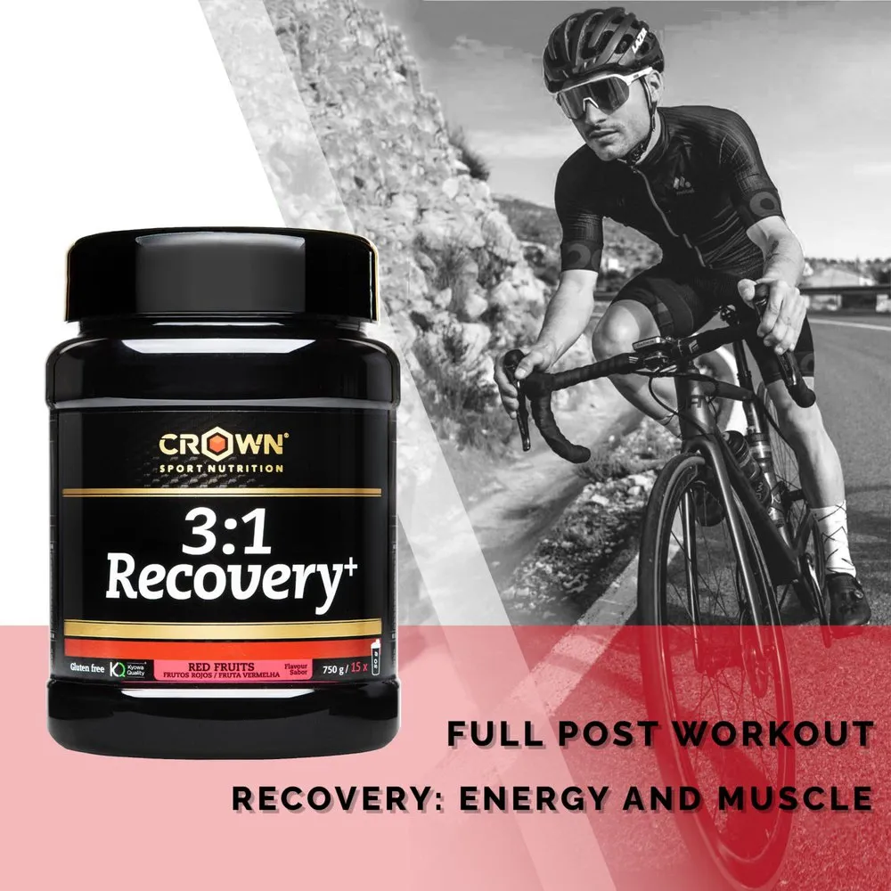 Crown Sport Nutrition 3:1 Recovery+ Gjenopprettingsboks Med Enkeltdoser Bær 50g 10 Enheter, Black, One Size