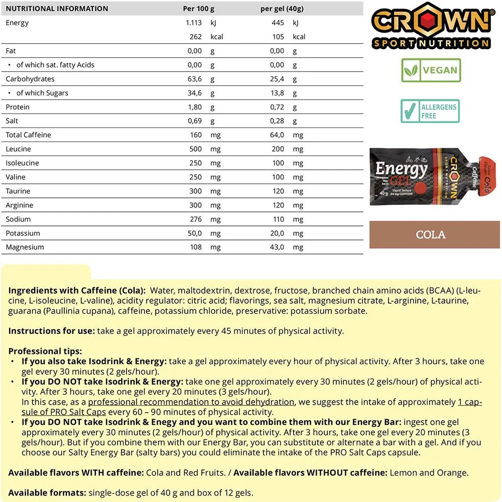Crown Sport Nutrition Boks Med Energigeler 40g 12 Enheter Crown Sport Nutrition Boks Med Energigeler 40g 12 Enheter