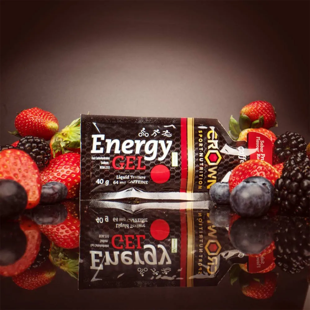 Crown Sport Nutrition Boks Med Energigeler Bær 40g 12 Enheter, Black / red, One Size