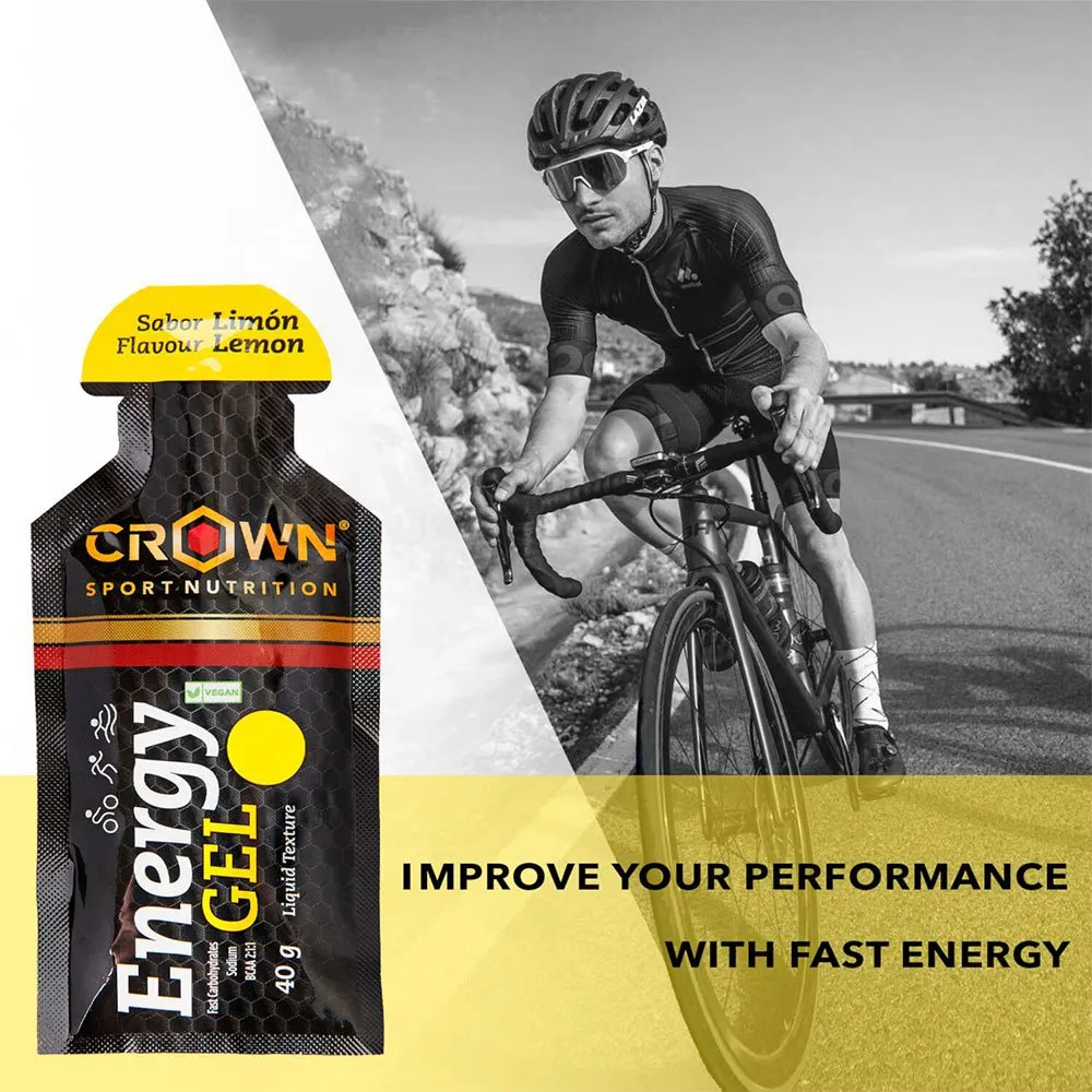 Crown Sport Nutrition Boks Med Energigeler Sitron 40g 12 Enheter, Black / yellow, One Size