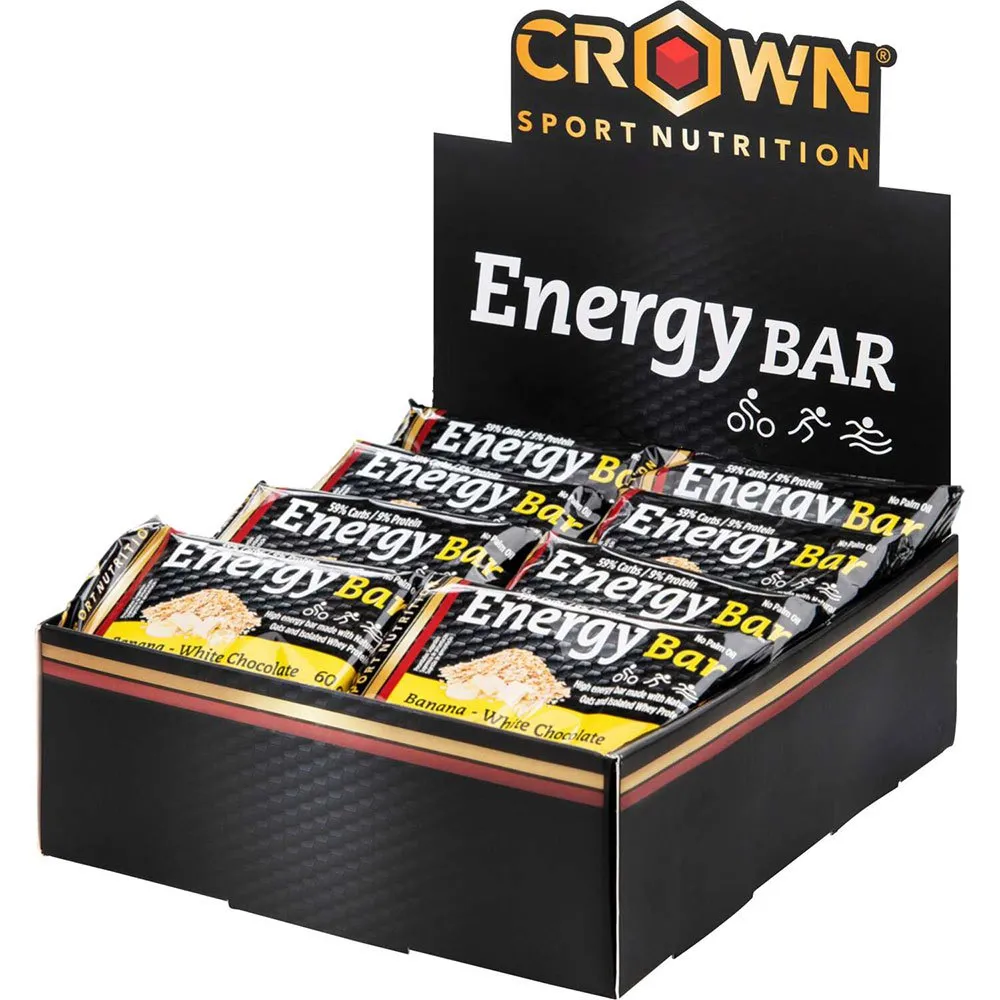 Crown Sport Nutrition Energibar Boks Hvit Sjokolade Banan 60g 12 Enheter, Black / yellow, One Size