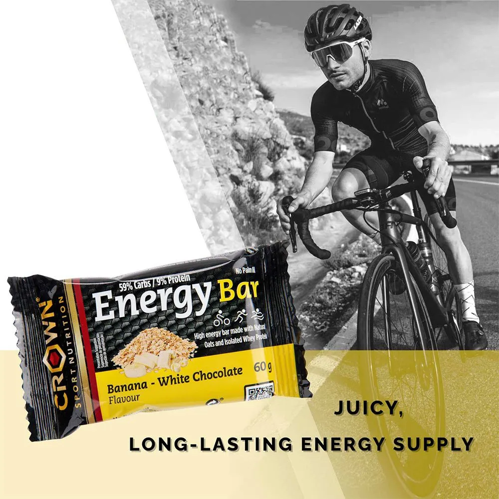 Crown Sport Nutrition Energibar Boks Hvit Sjokolade Banan 60g 12 Enheter, Black / yellow, One Size