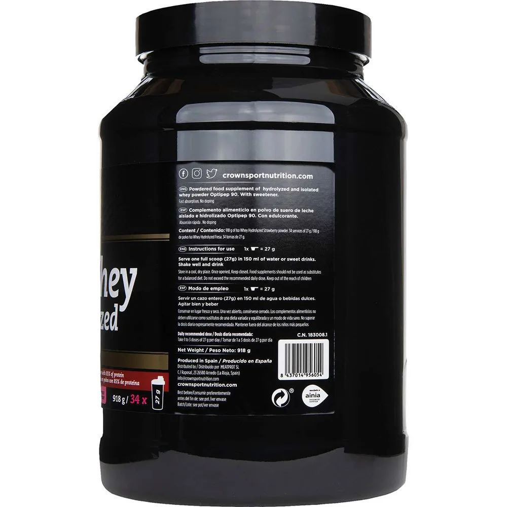 Crown Sport Nutrition Hydrolyzed Isolert Myseprotein Jordbær 918g, Black, One Size Crown Sport Nutrition Hydrolyzed Isolert Myseprotein Jordbær 918g, Black, One Size