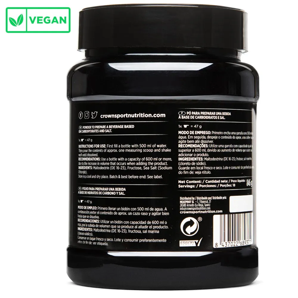 Crown Sport Nutrition Hyperdrink 45 Energidrikkpulver Nøytral Smak 846g, Black, One Size