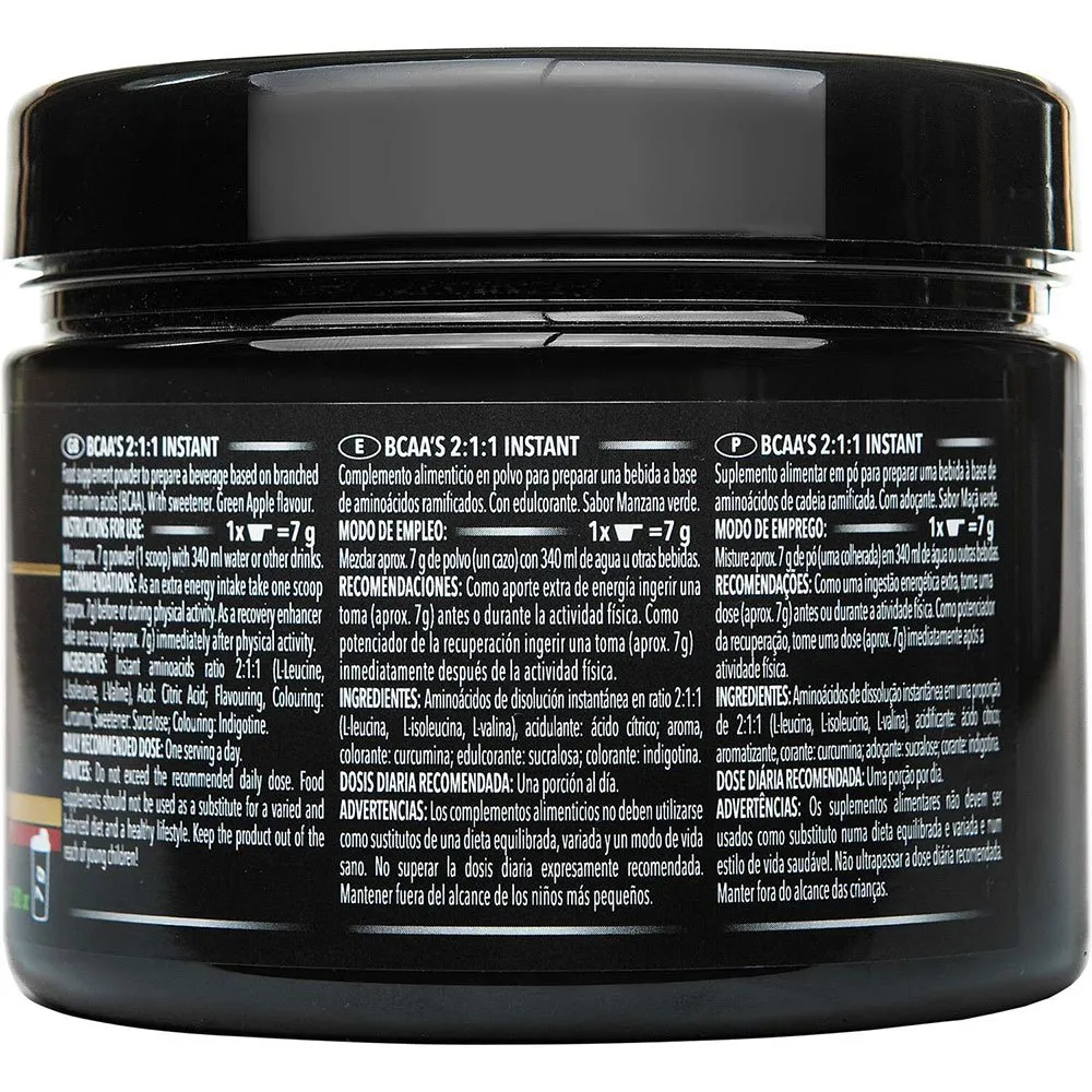 Crown Sport Nutrition Instant Bcaa-pulver Grønt Eple 210g, Black, One Size