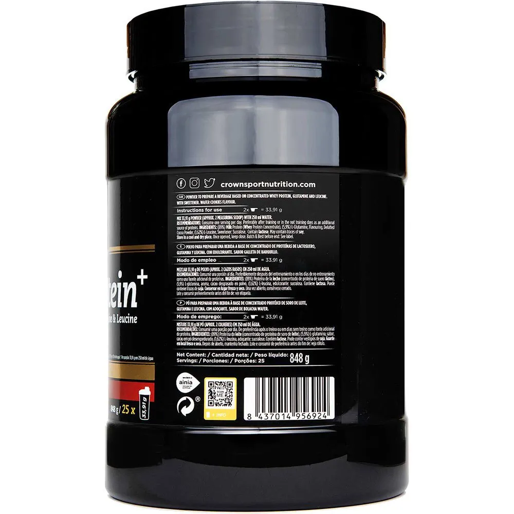 Crown Sport Nutrition Plus Myseprotein Vaffelkjeks 848g, Black, One Size