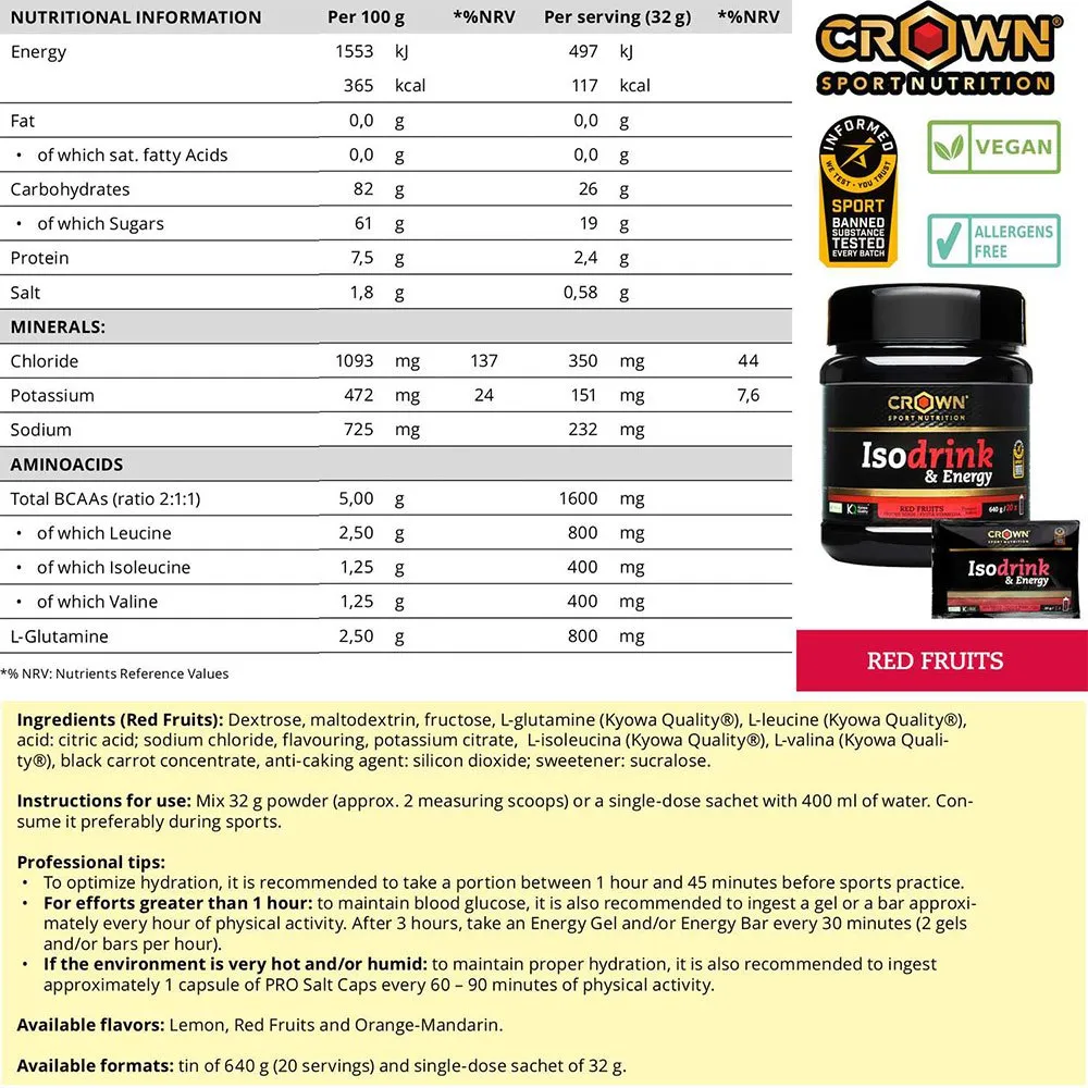 Crown Sport Nutrition Pulver Til Isotonisk Drikke Bær 640g, Black, One Size
