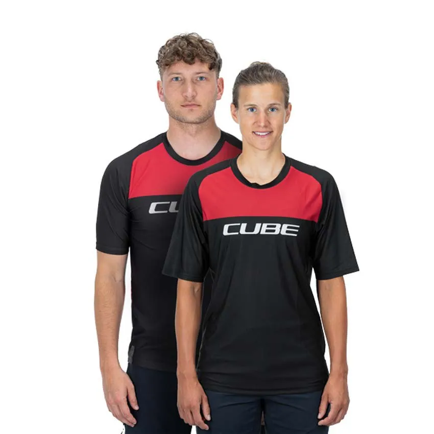 Cube Edge Kortskjortet Enduro-sykkeltrøye, Black / red, S