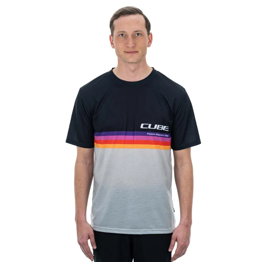 Cube Organic Logo Stripes Kortarmet T-skjorte, Grey melange / black, M Cube Organic Logo Stripes Kortarmet T-skjorte, Grey melange / black, M