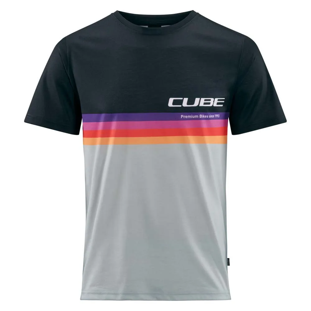 Cube Organic Logo Stripes Kortarmet T-skjorte, Grey melange / black, M Cube Organic Logo Stripes Kortarmet T-skjorte, Grey melange / black, M