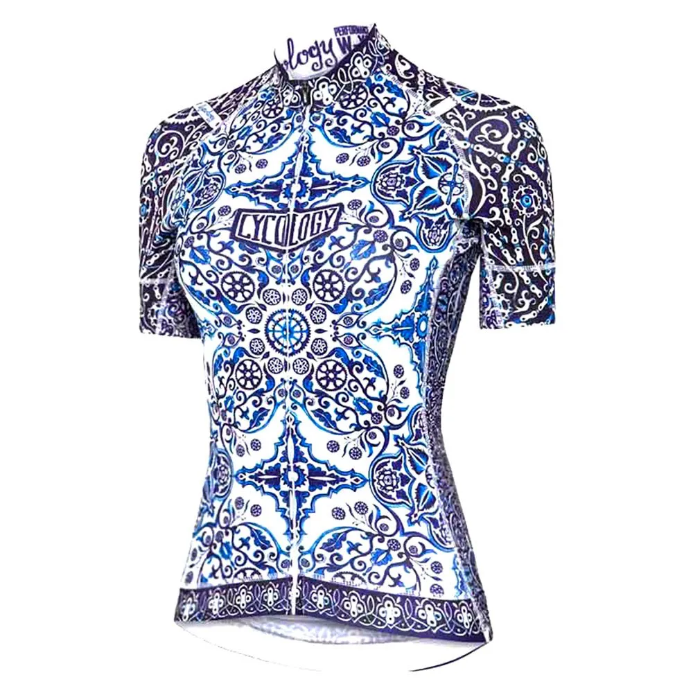Cycology Majolica Kort Ermet Trøye, Blue / white, XS
