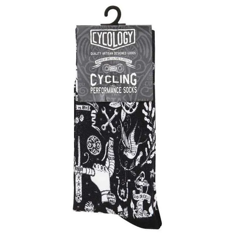 Cycology Velo Tattoo Sokker, Black Cycology Velo Tattoo Sokker, Black