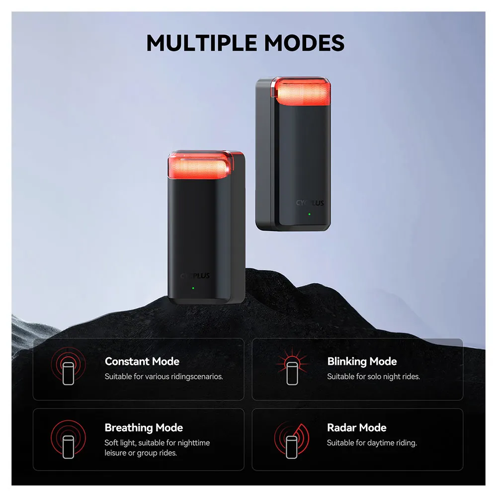 Cycplus L7 Radar Baklys, Black / red, One Size Cycplus L7 Radar Baklys, Black / red, One Size