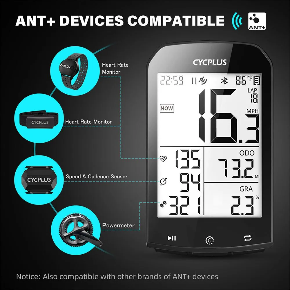 Cycplus M1 Sykkelcomputer, Black, One Size