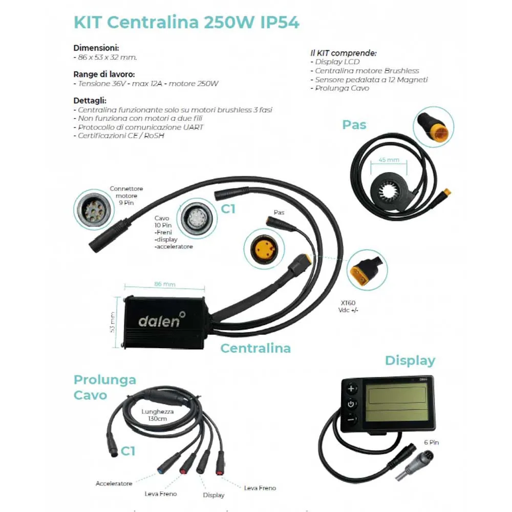 Dalen Kontrollenhet + Skjerm + Sensor 250w, Multicolor, One Size