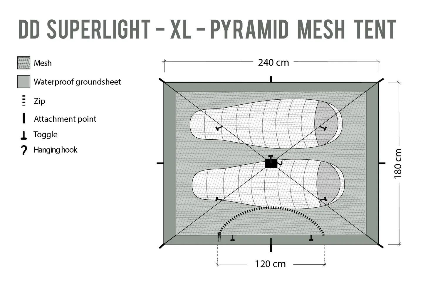 DD Hammocks SL XL Mesh Pyramide Telt