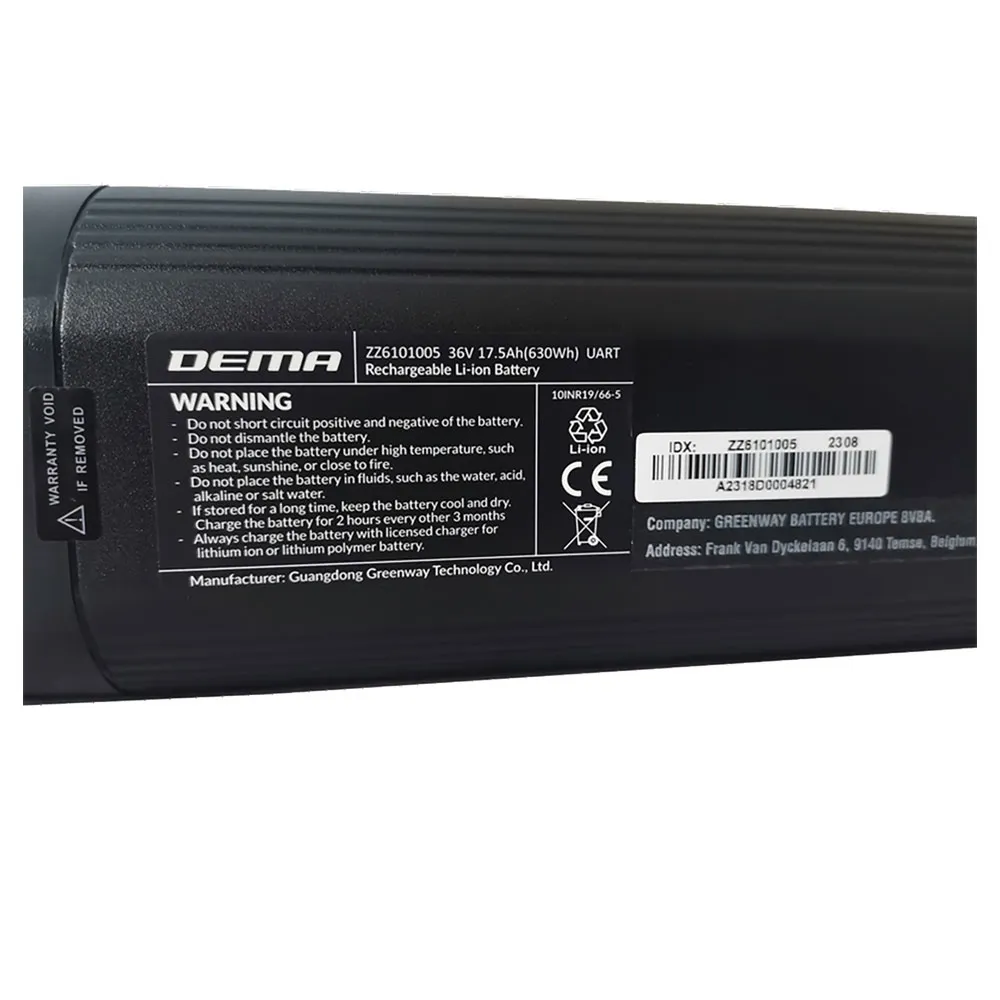 Dema Greenway 17.5ah/36v 420 Mm Uart/oli Edge Batteriet I Underrammen, Black, One Size
