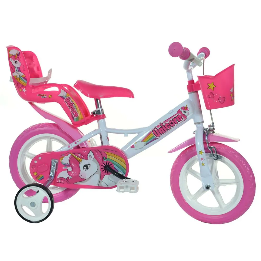 Dino Bikes Unicorn 12 Sykkel, Pink, 3-5Y, Barnesykkel